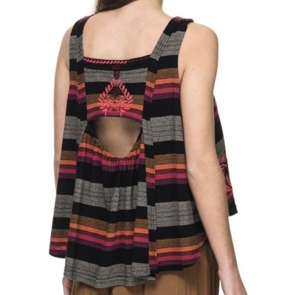 Free People Black Striped Women's Swing Tank Top XS - Picture 4 of 10